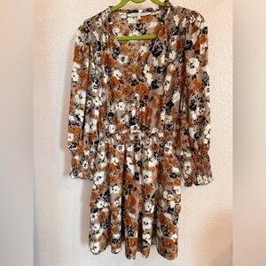 COLLECTIVE CONCEPTS | Midi Floral Long Sleeve Tiered Dress - Size Large